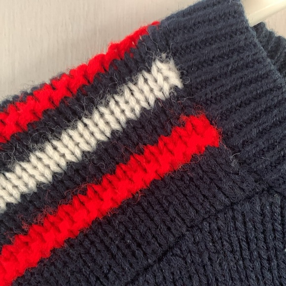 Vintage Polaris navy striped knit crewneck snowmobile ski sweater Size XL - Picture 3 of 10